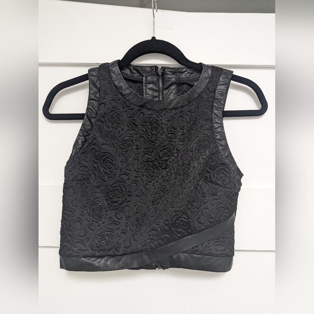 Guess Black Floral Crop Top